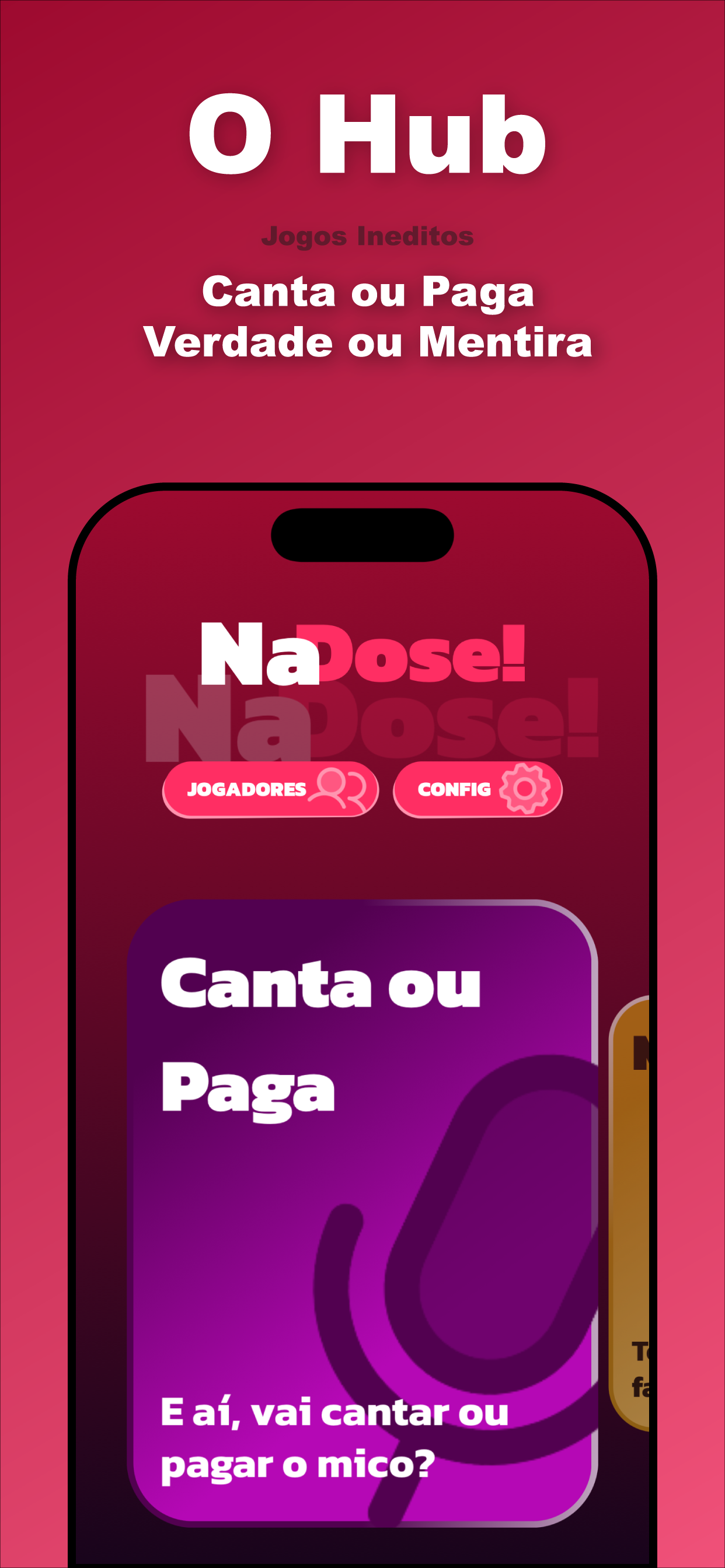 NaDose — Tela inicial com jogos disponíveis